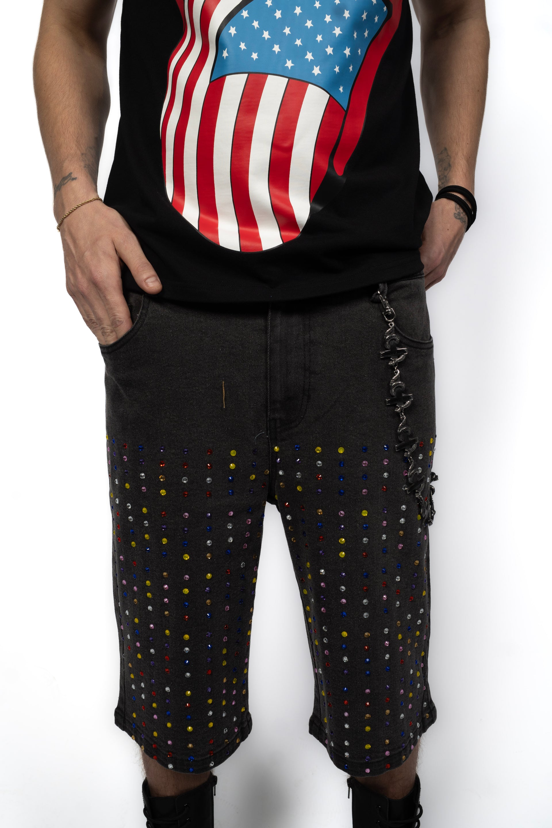 Tru3 Stones Jean Shorts Black