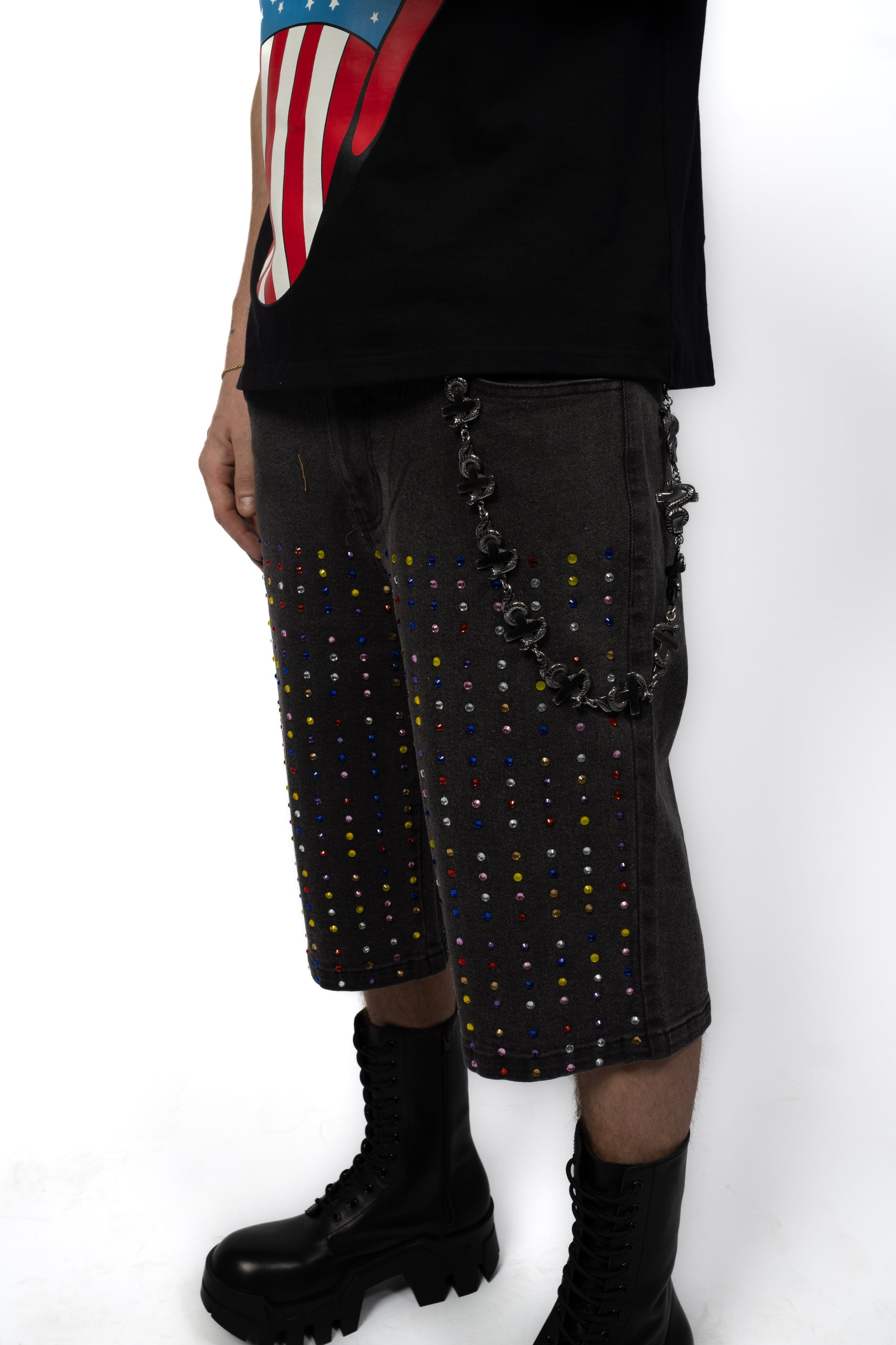 Tru3 Stones Jean Shorts Black