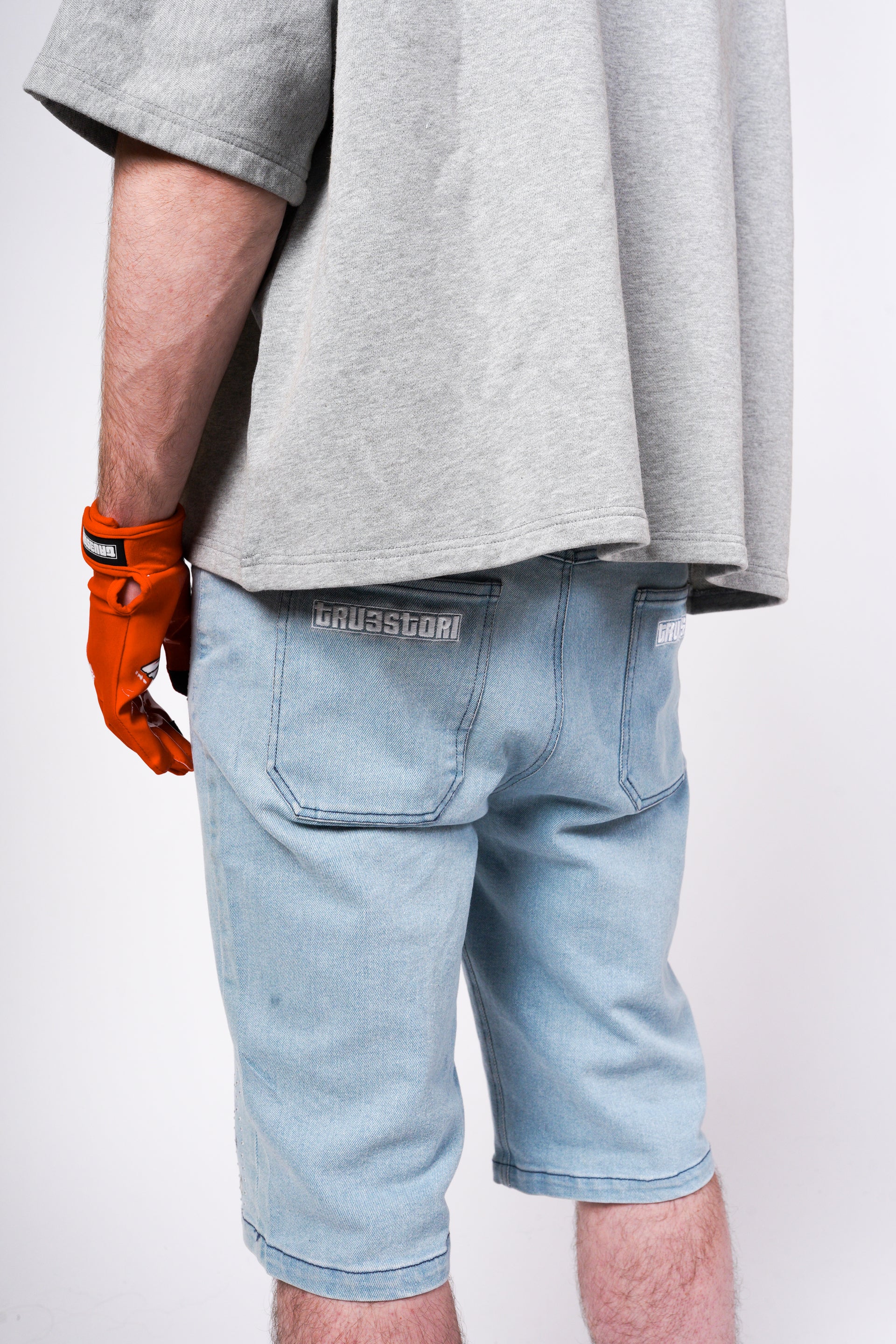 Tru3Stori Bling Jean Shorts Red