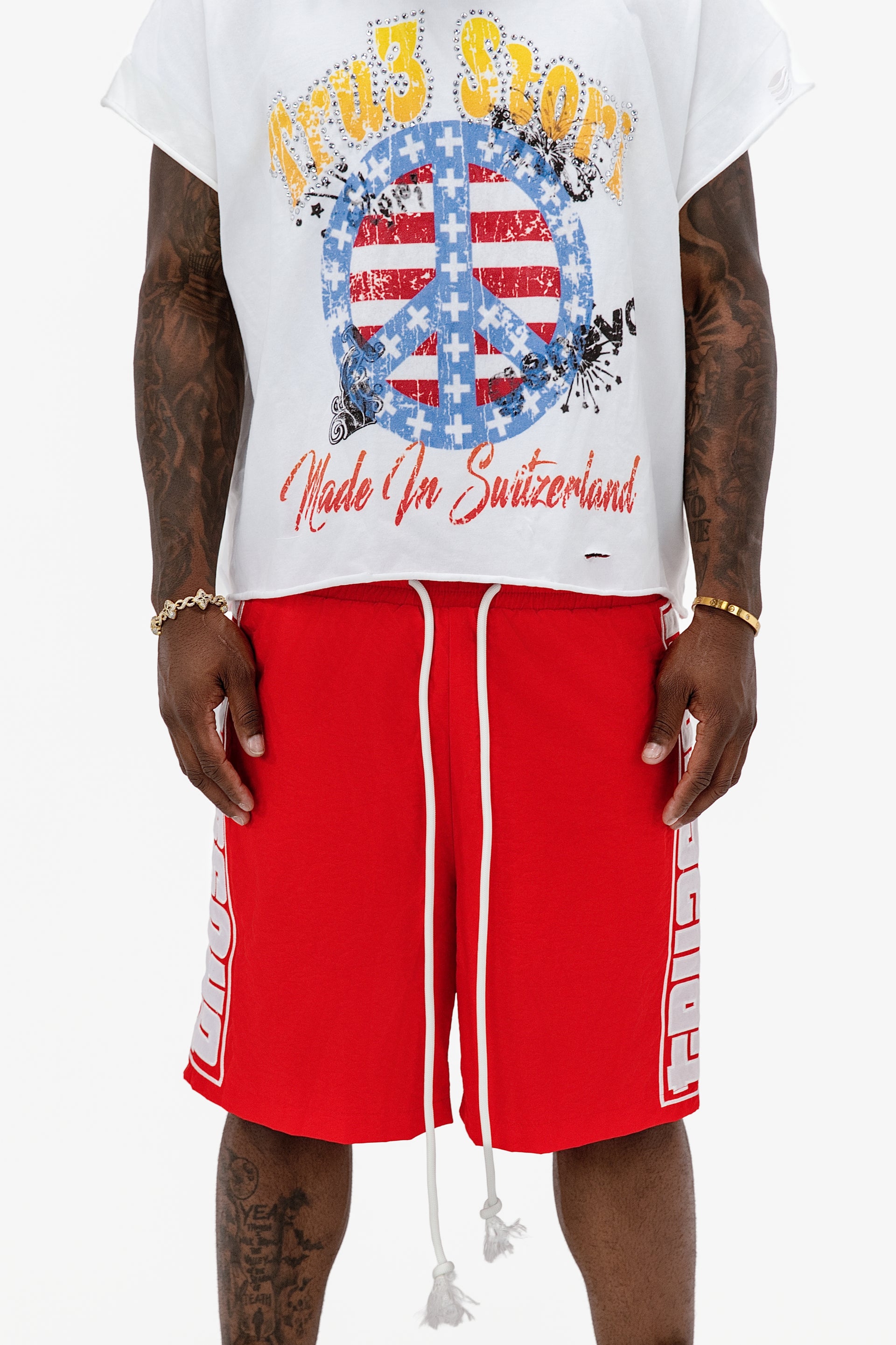 Glow In The Dark Nylon Shorts And Swim Trunks Red