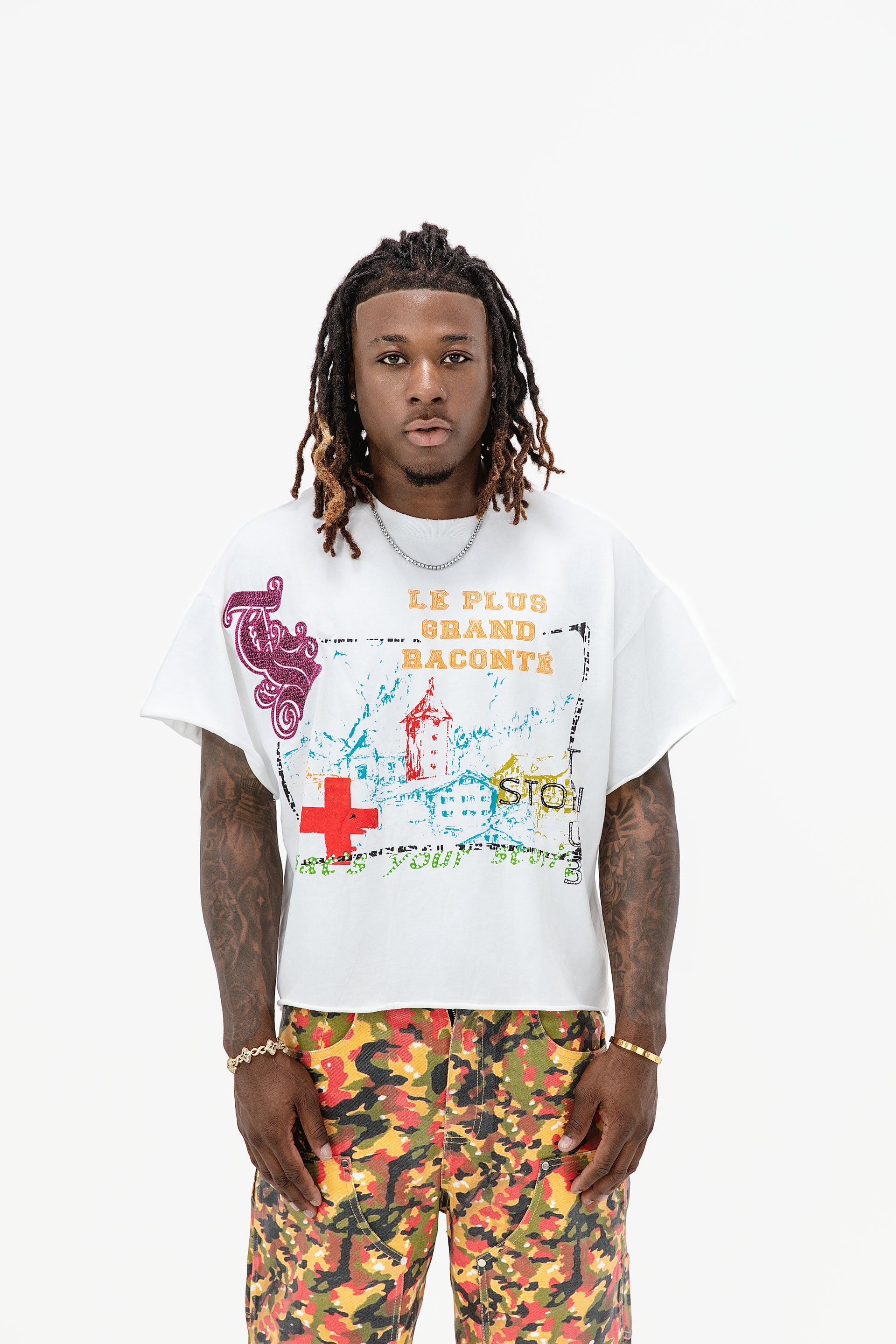 The Big Stori White Tee With Embroidery Logo