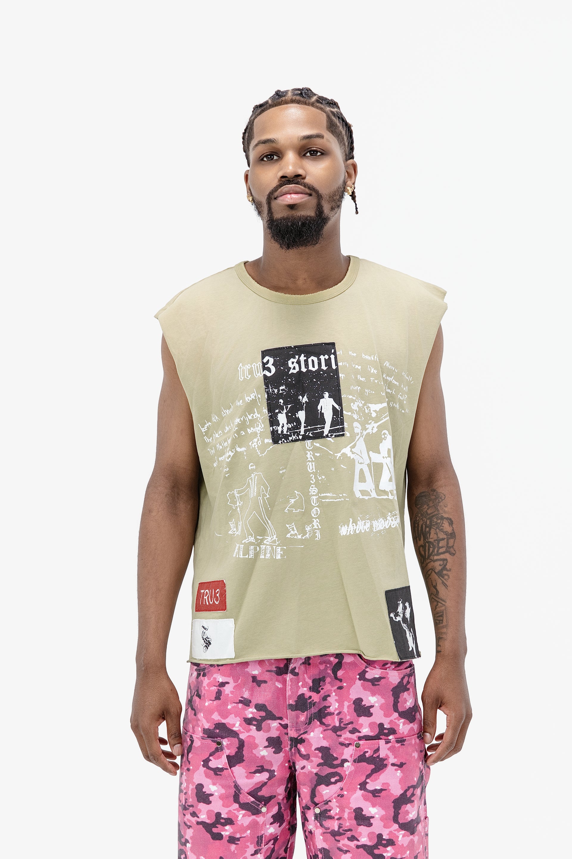Olive Green Cut Off Sleeve Tee
