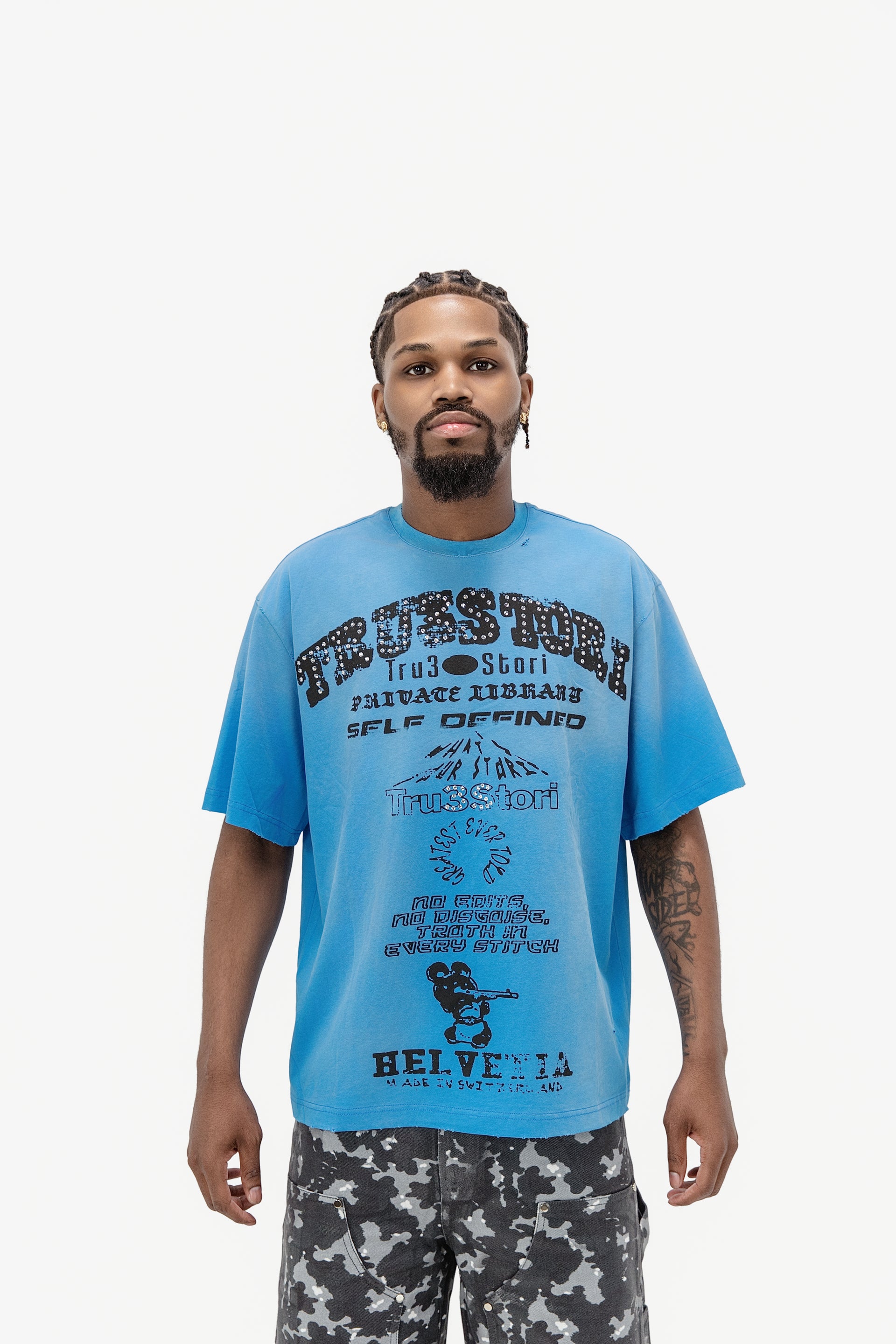 Cool Blue Tee With rhinestones