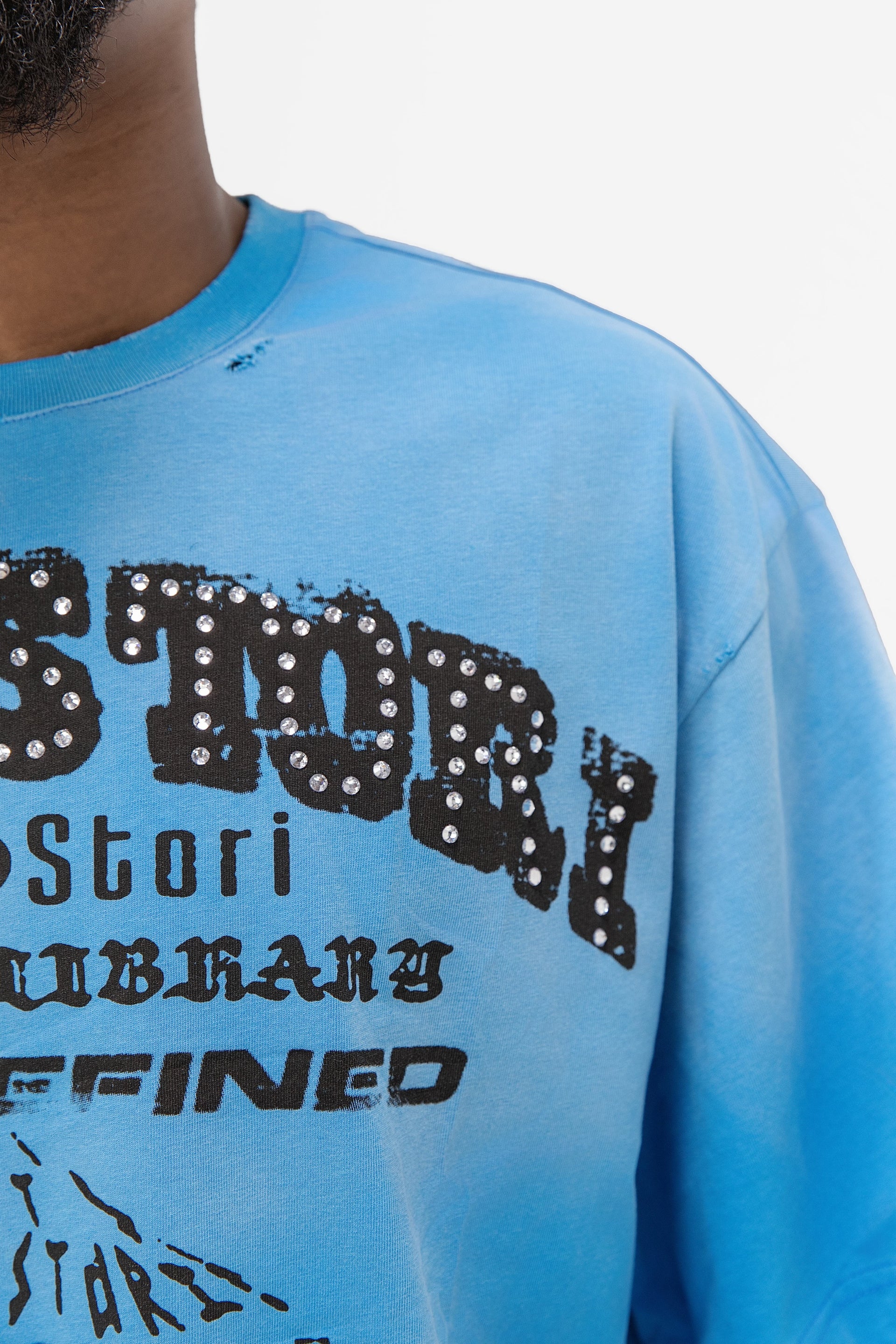 Cool Blue Tee With rhinestones