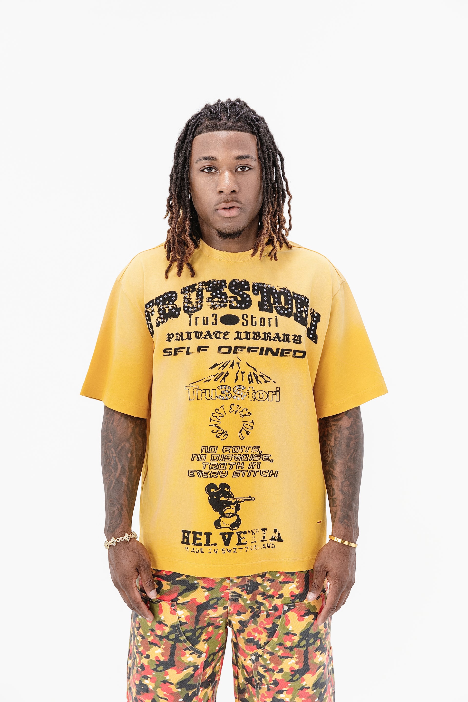 Yellow Tee With rhinestones