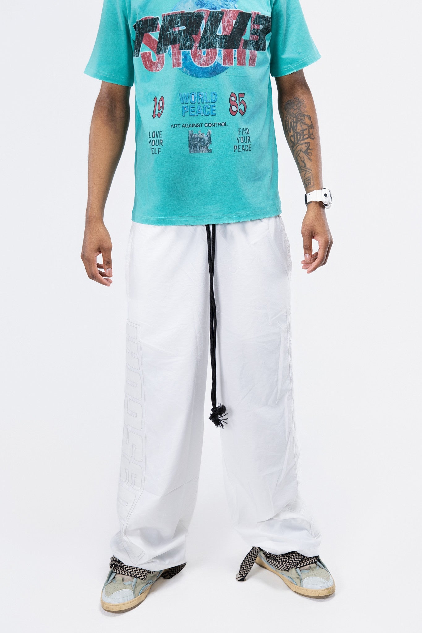 Glow In The Dark Nylon Pants White
