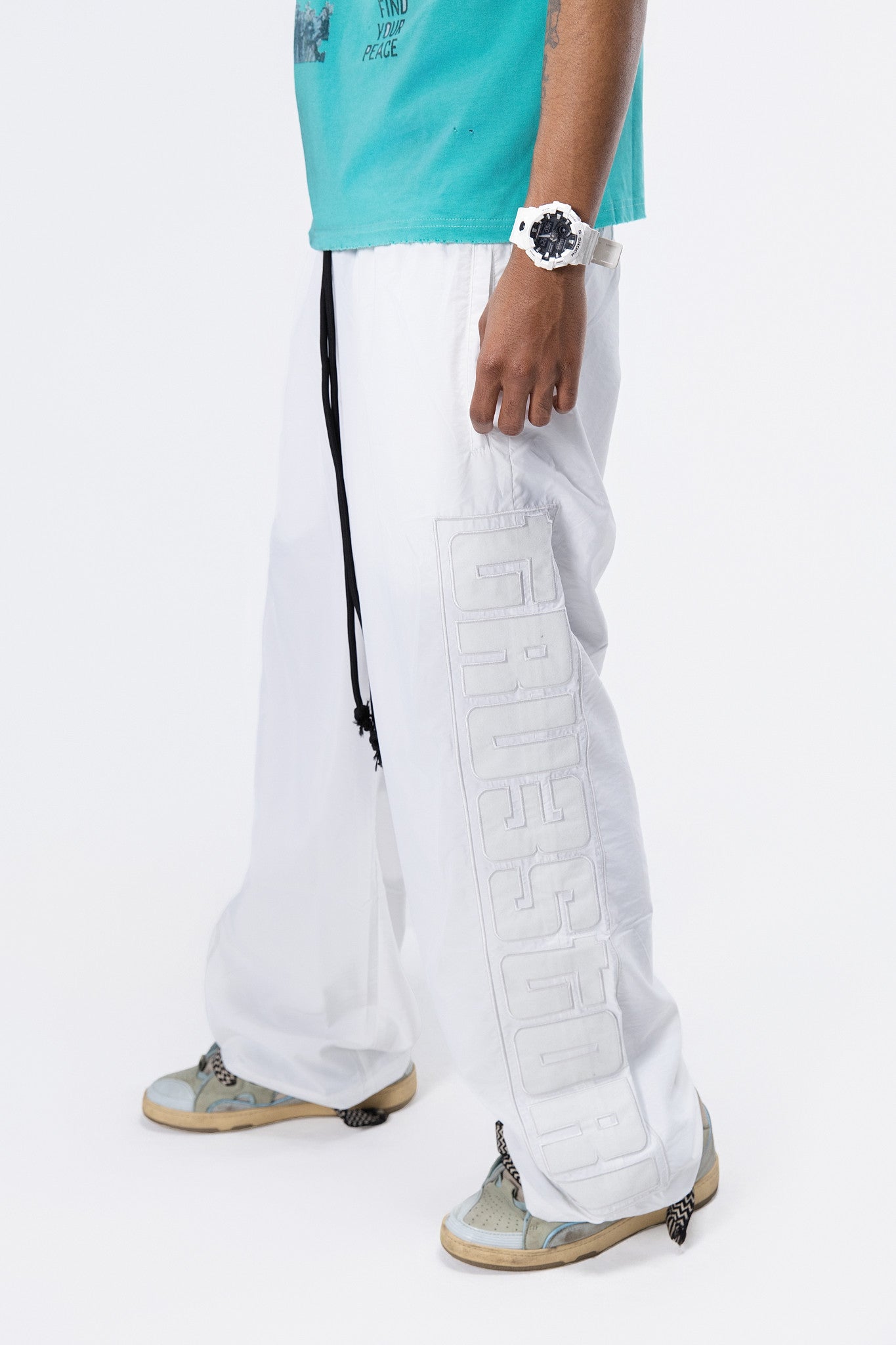 Glow In The Dark Nylon Pants White