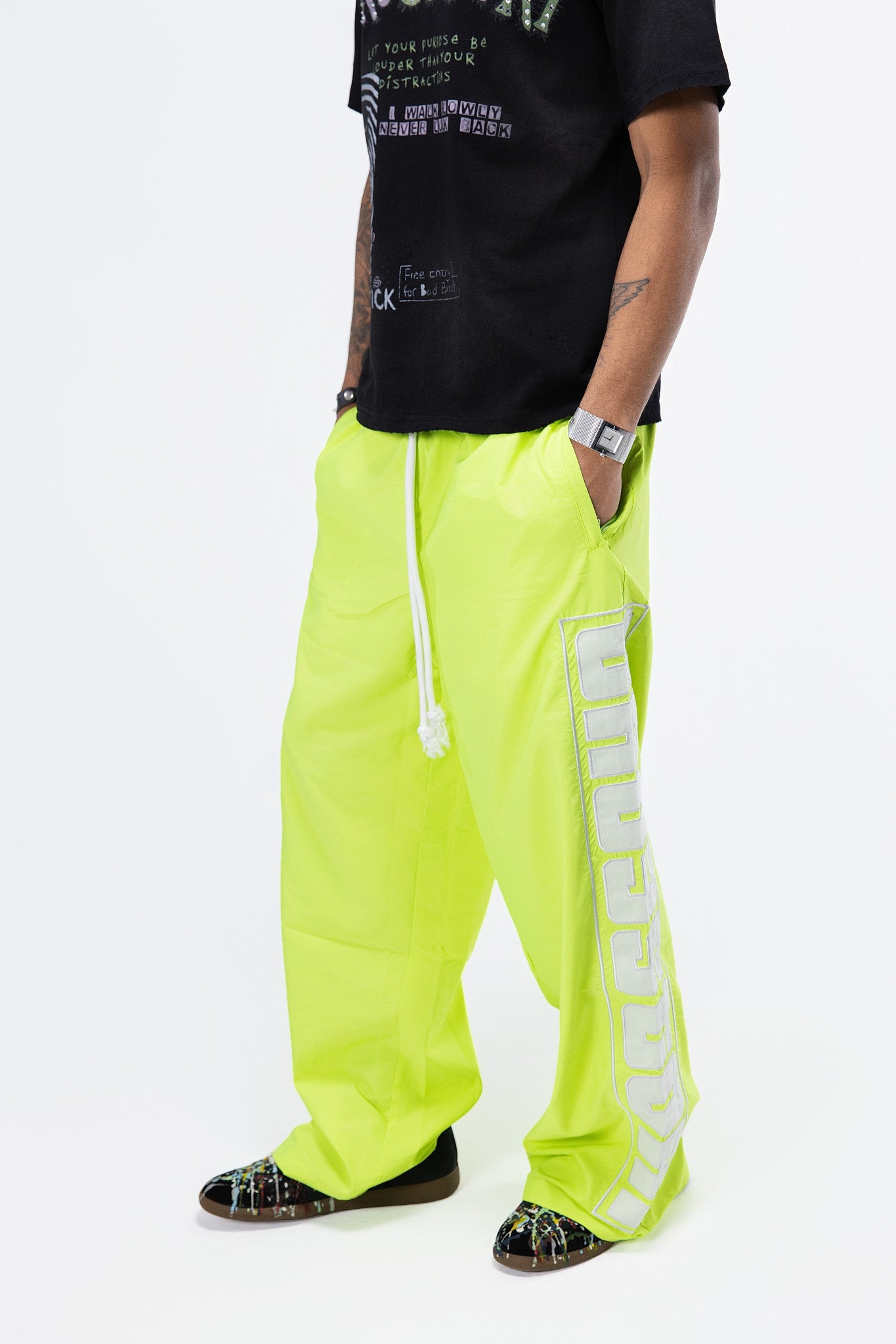 Glow In The Dark Nylon Pants Lime Green