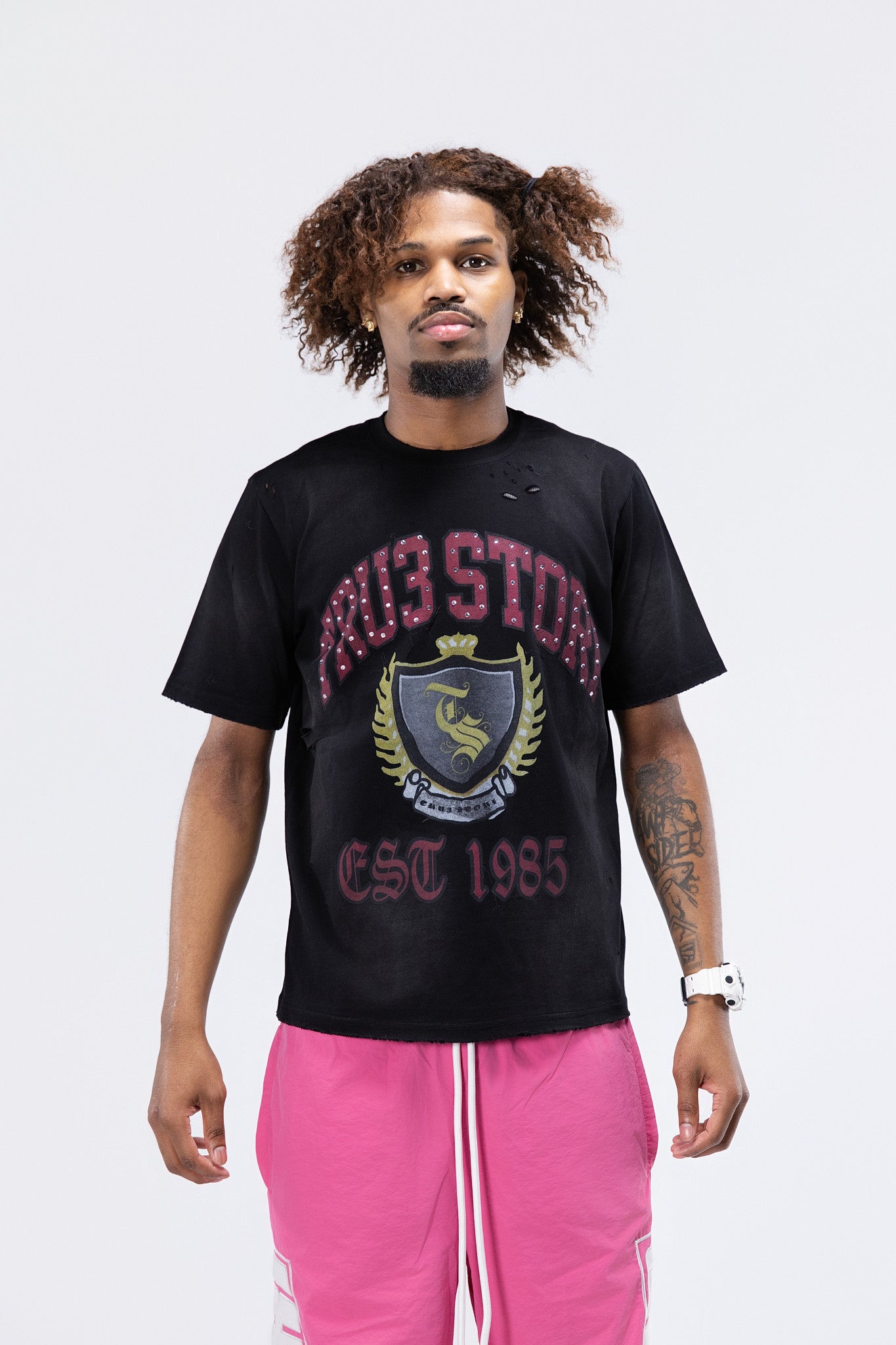 Tru3 University Tee Black With Stones