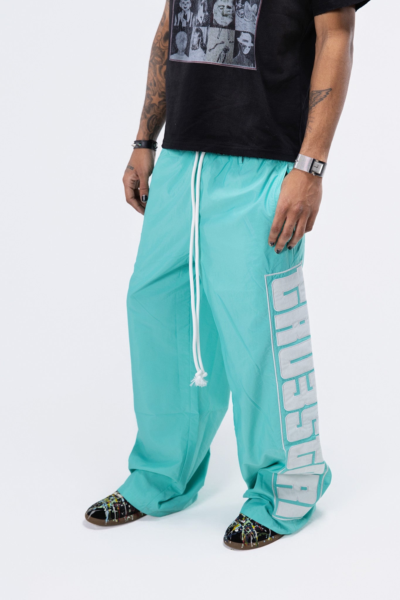 Glow In The Dark Nylon Pants Teal