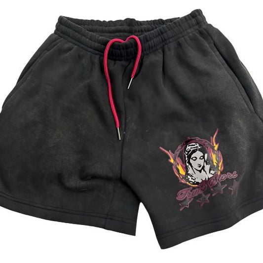 Mother Mary Acid Wash Fleece Shorts - Magenta