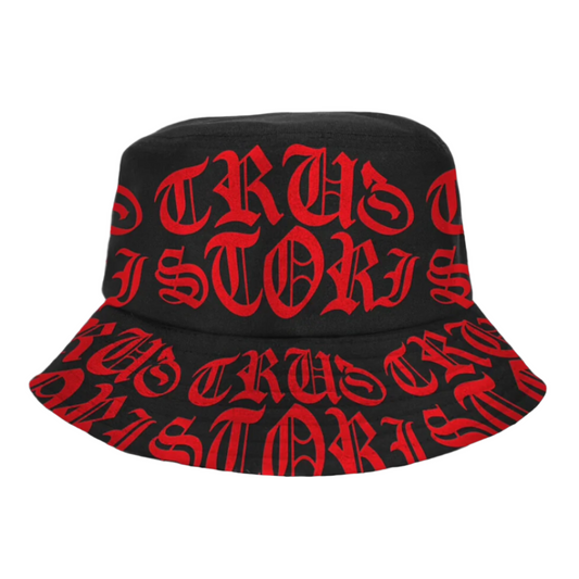 Tru3Stori Bucket Hat Red & Black