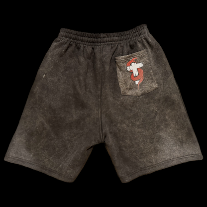 Mother Mary Acid Wash Fleece Shorts - Red
